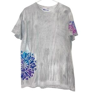 Handmade Hypercolor Tee Tshirt Mens Size XL Unisex Gray Hand Painted Stencil